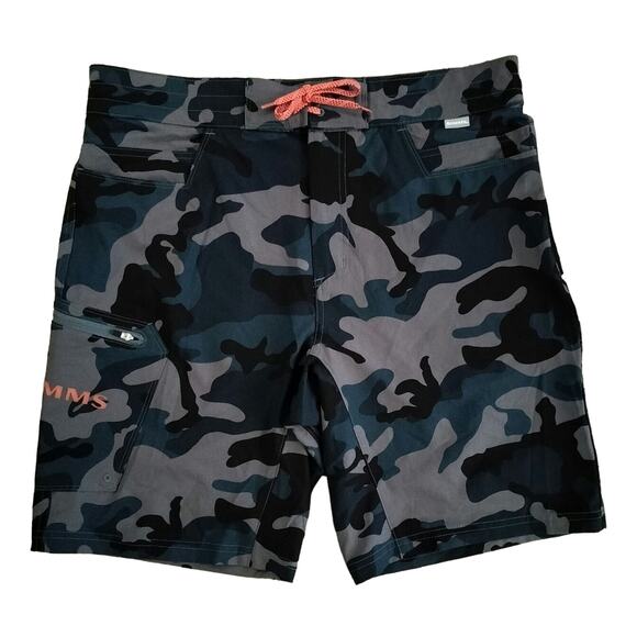 Simms Other - Simms Size 34 Seamount Board Shorts Woodland Camo Storm